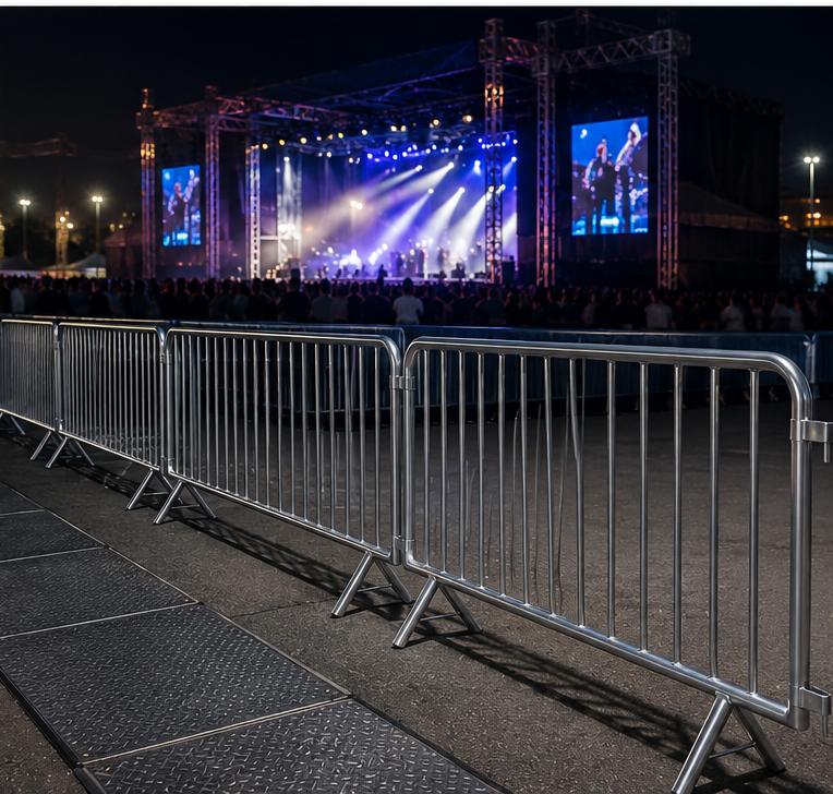 Grades de contenção em show noturno